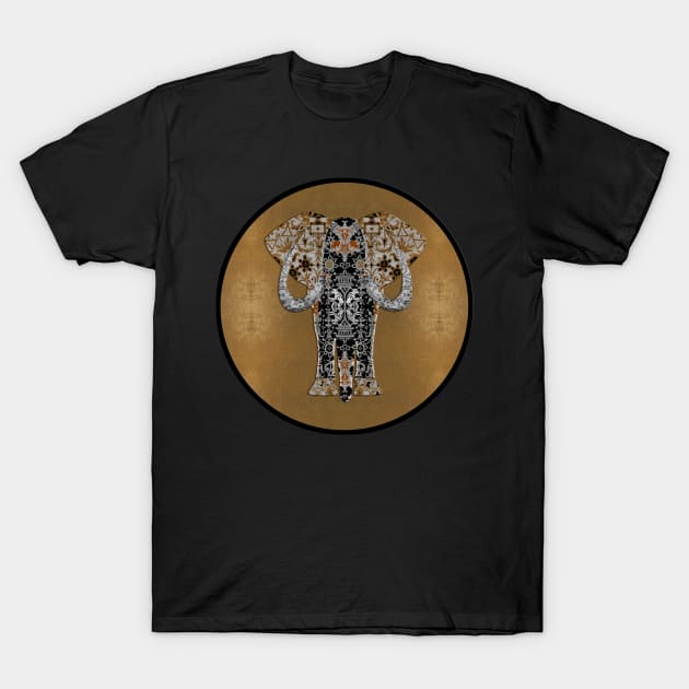 Deco Elephant with Gold Leaf Background T-Shirt by Diego-t